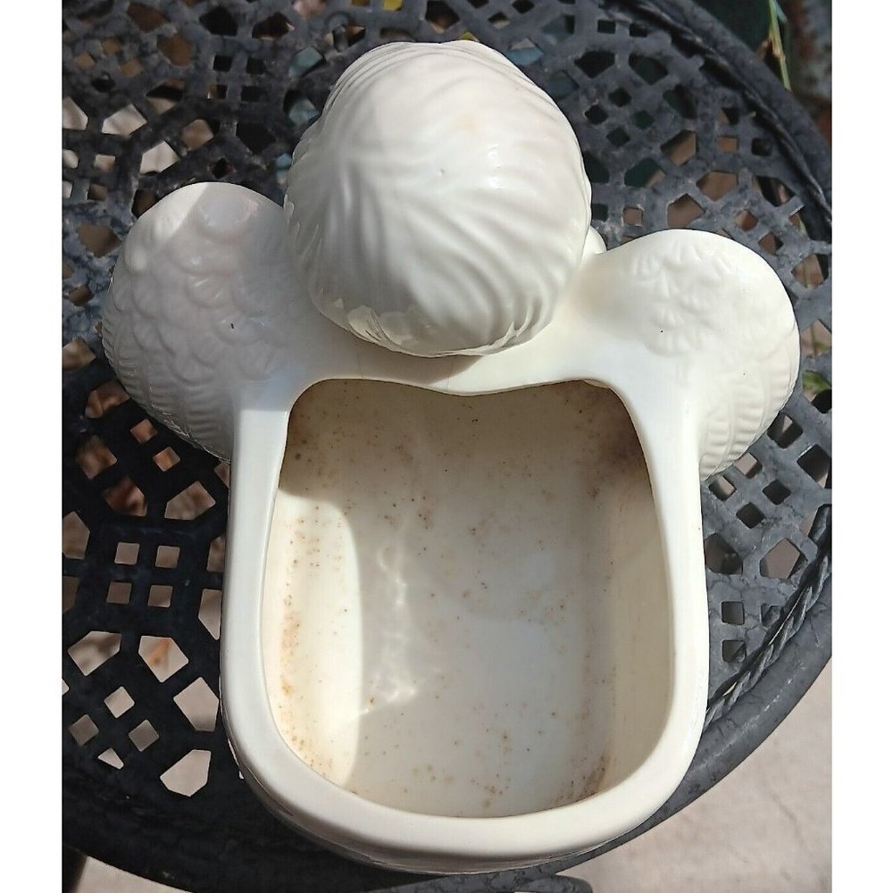 Vintage ANGEL WITH BIRD Ceramic Planter Garden Decor Art Cherub - Picture 9 of 10